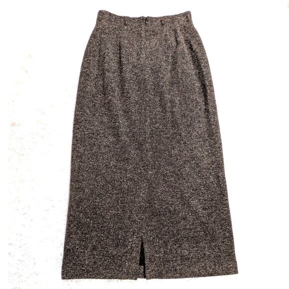 Vintage Liz Claiborne Collection Wool Blend Pencil Skirt Brown Tweed Midi - Picture 13 of 14